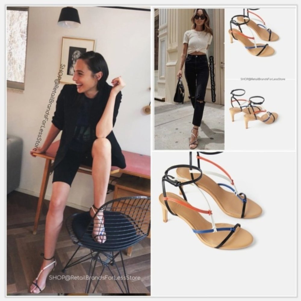 ZARA STRAPPY MULTI COLOR KITTEN HEELED SANDALS sz 38